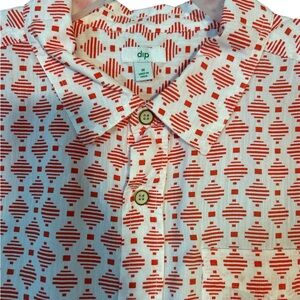 New Mens 100% Cotton Orange and White Pattern Short Sleeve ( Dip)